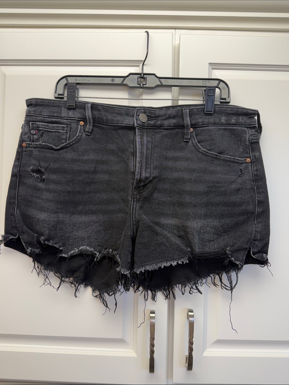 Dear John Black Distressed Frayed Denim Shorts